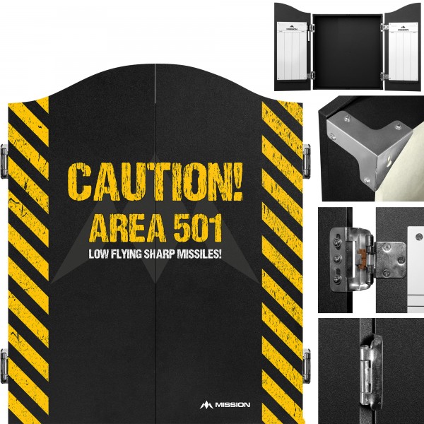 Mission Deluxe Dartboard Cabinet Caution Area 501